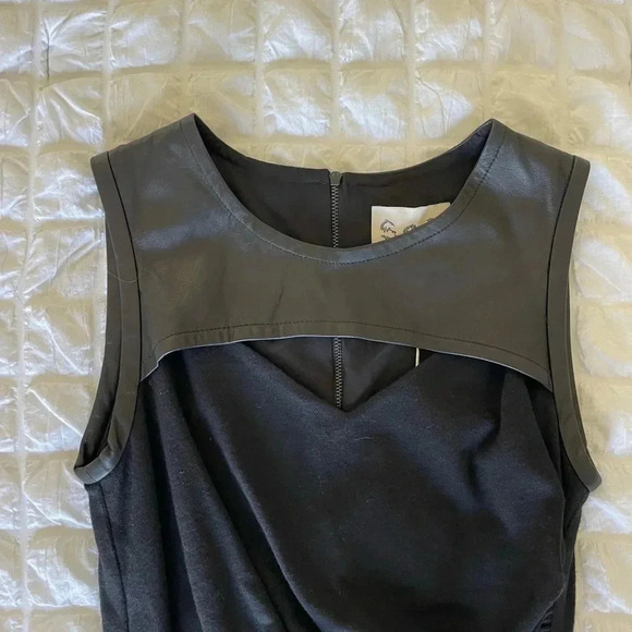 Sea New York wool leather trim ruched mini dress - Picture 2 of 11
